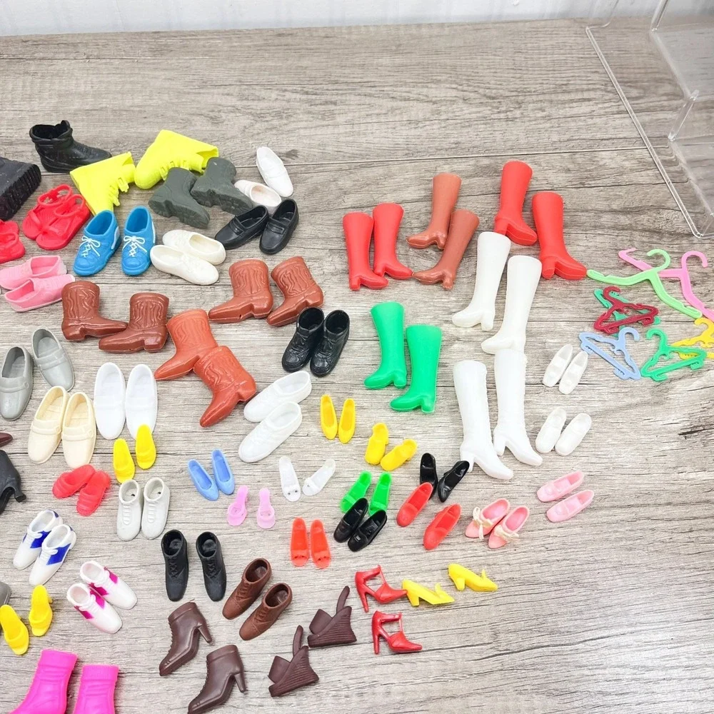 Vintage Barbie Shoes, Boots, heels, Ken, Skipper, Francie‎ in storage boxes